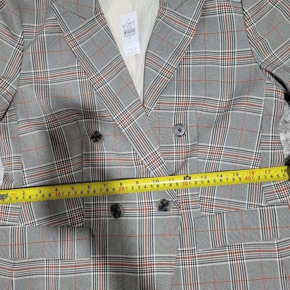 Loft Womens  Gray Plaid Double-Breasted Blazer - Picture 9 of 12